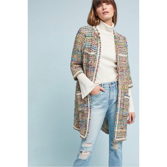 ETT:TWA Anthropologie Multicolor Tweed Berwyn Jacket Size L - Picture 1 of 12